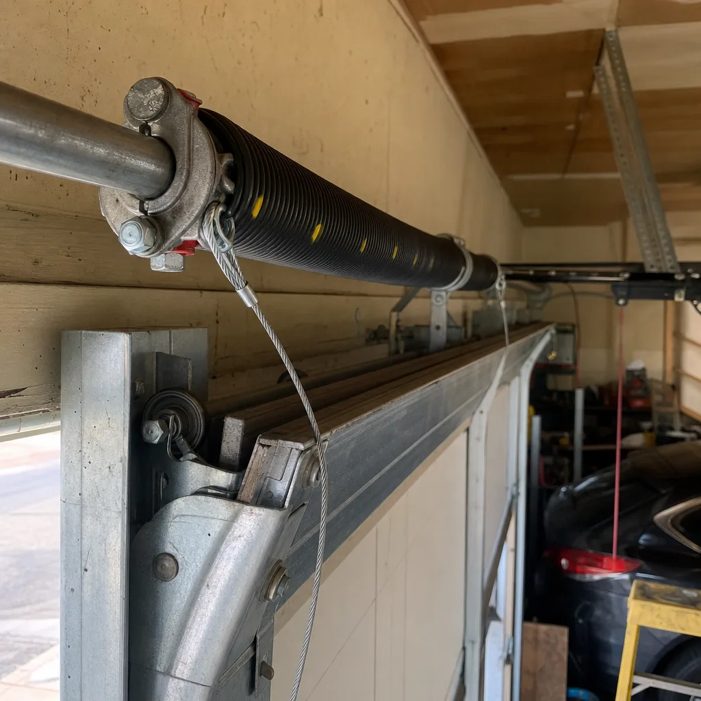 Garage door torsion spring and cable repair